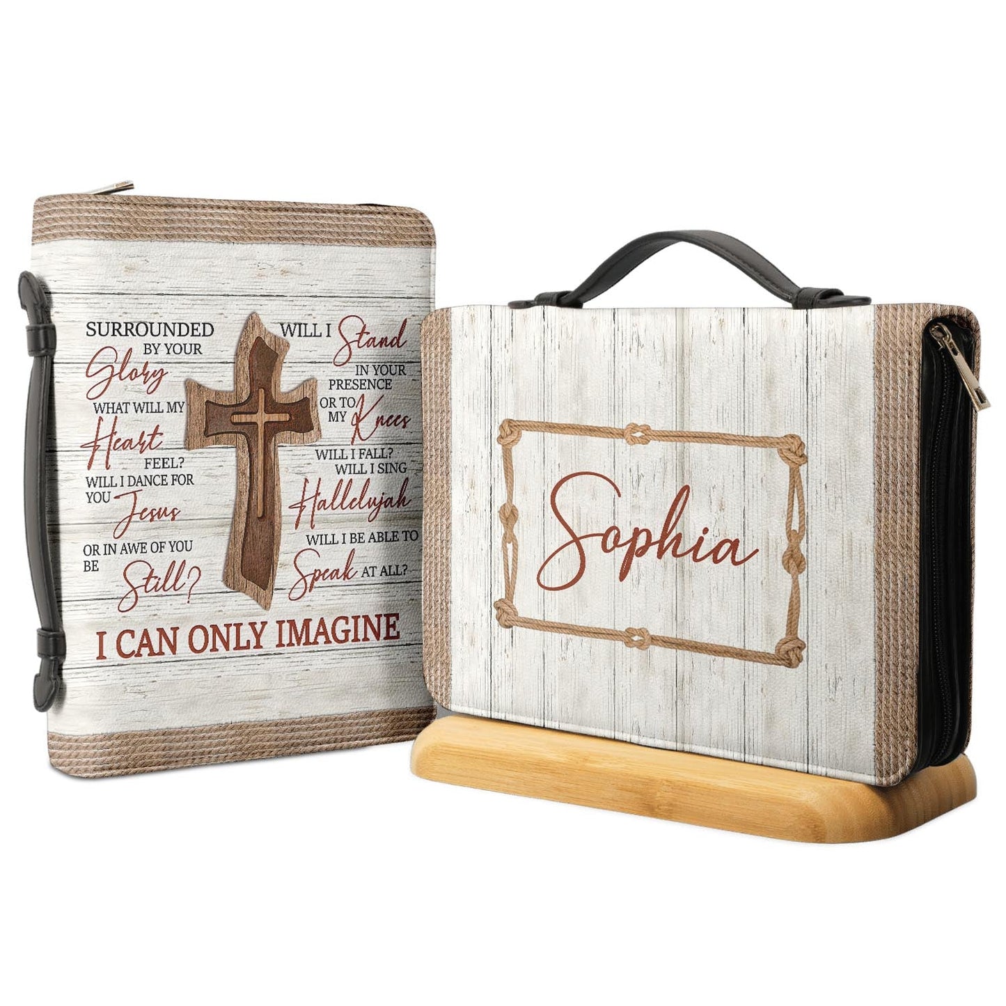 Faith I Can Only Imagine Wooden Cross Personalized Bible Covers - Custom Bible Case Christian Pastor