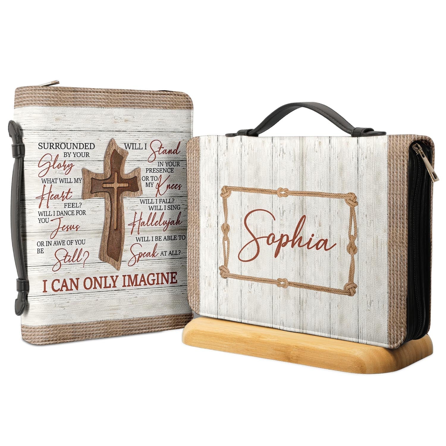 Faith I Can Only Imagine Wooden Cross Personalized Bible Covers - Custom Bible Case Christian Pastor