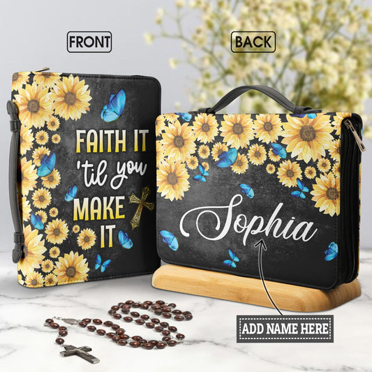 Faith It Til You Make It Personalized Bible Covers - Custom Bible Case Christian Pastor