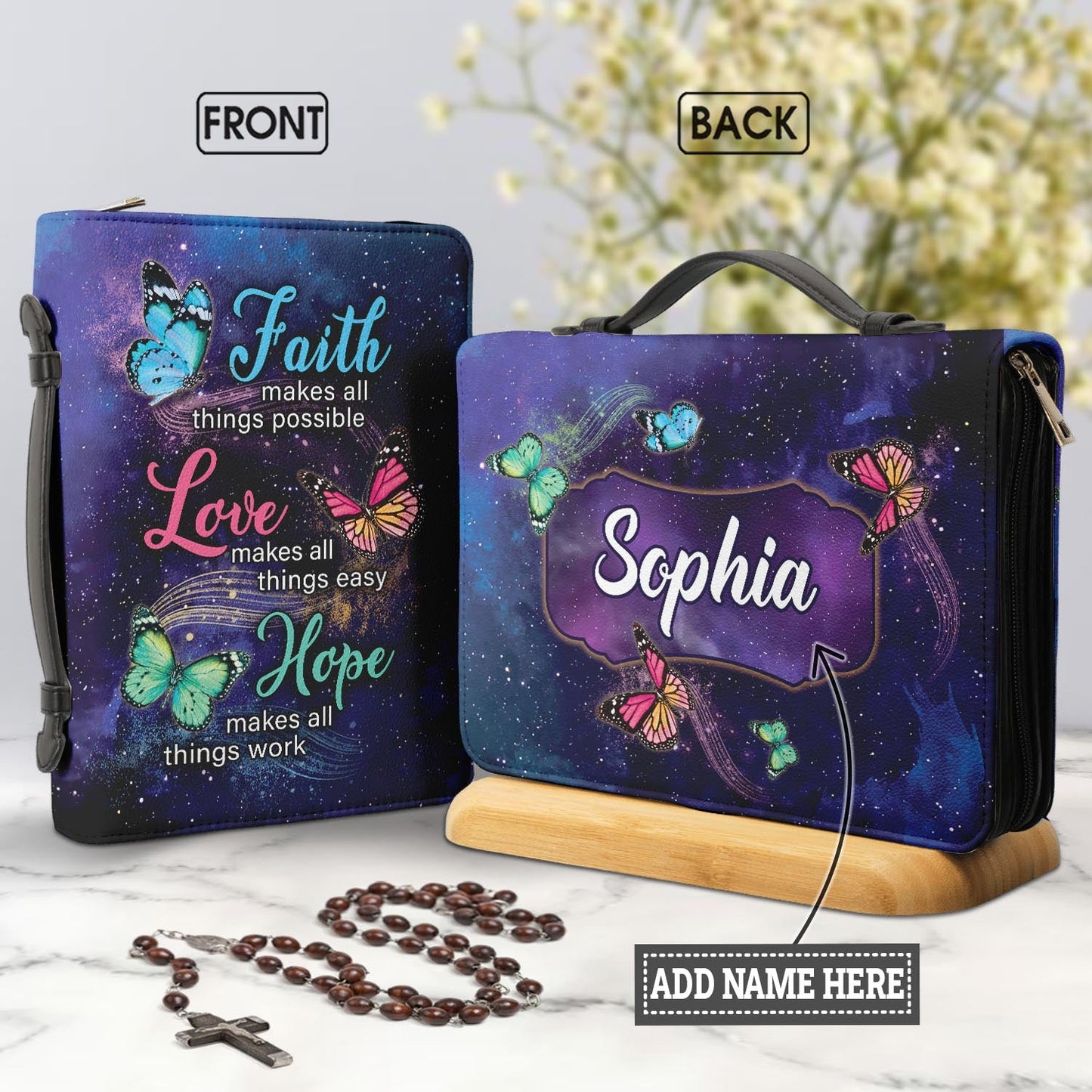 Faith Makes All Things Possible Personalized Bible Covers - Custom Bible Case Christian Pastor