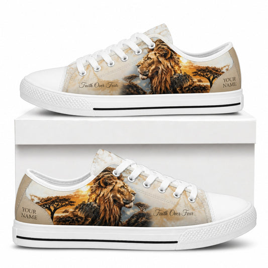 Faith Over Fear Classic Low Top Shoes box white      