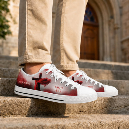 Faith Over Fear Cross Graphic Custom Low Top Shoes Life style  