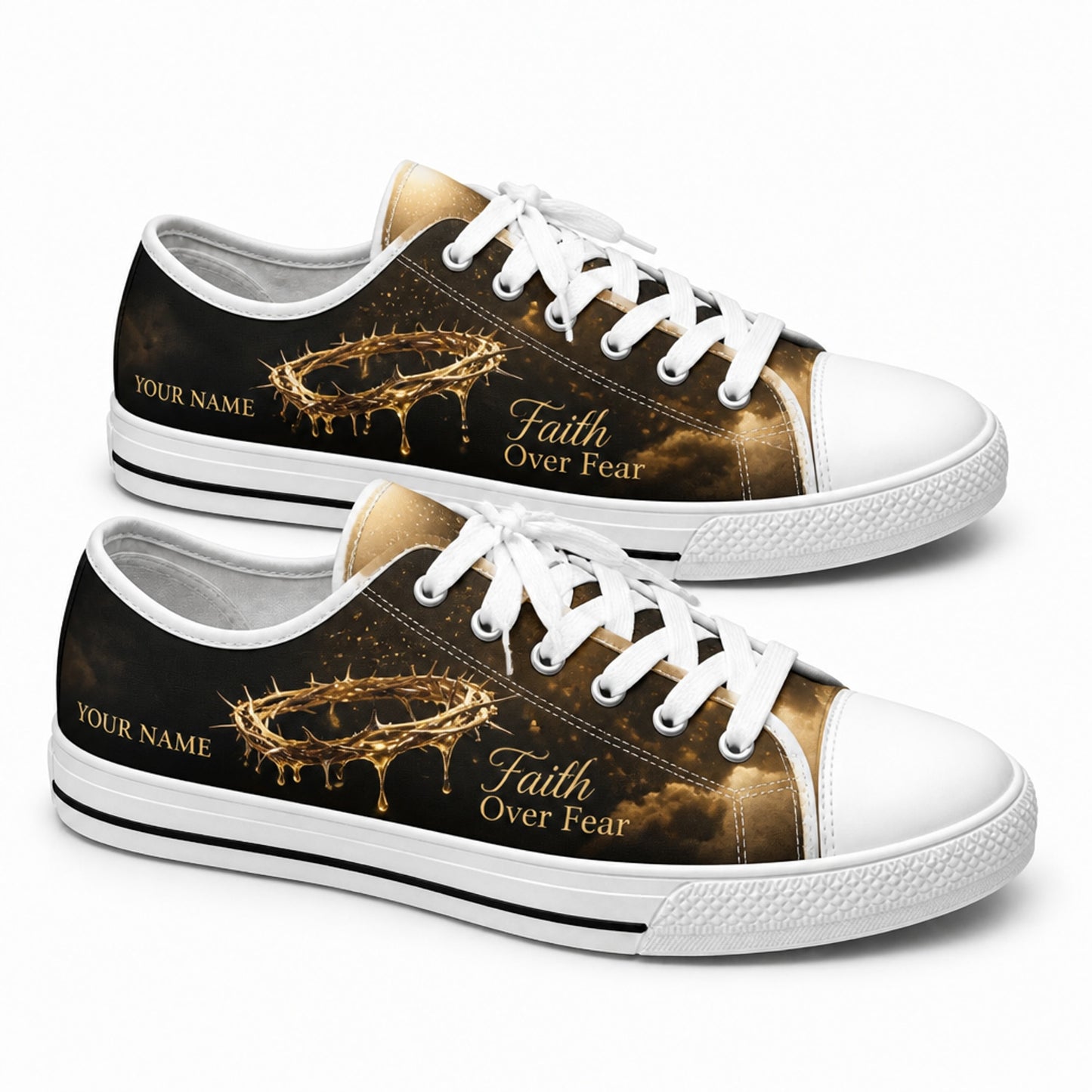 Faith Over Fear Custom Low Top Canvas Shoes        