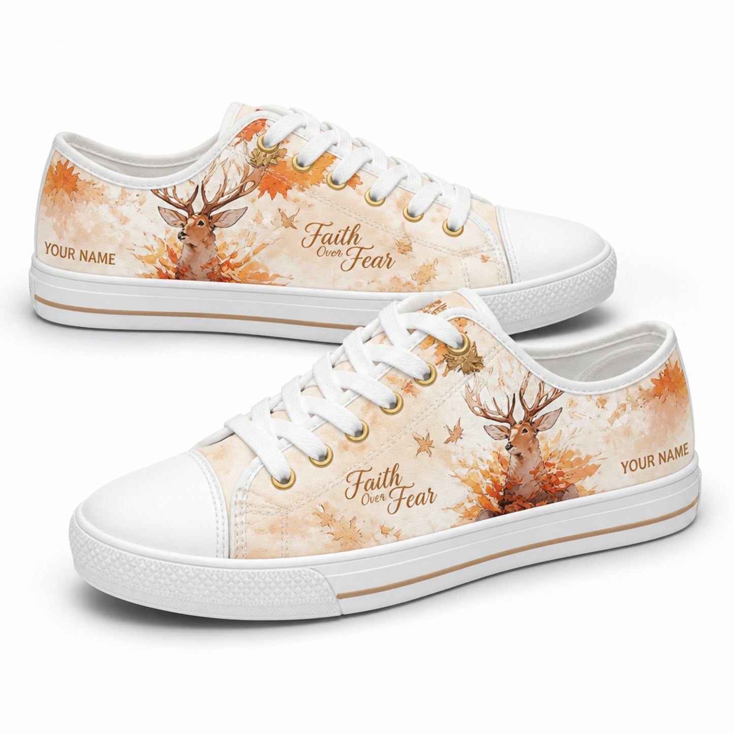 Faith Over Fear Deer Artistic Personalized Low Top Shoes      