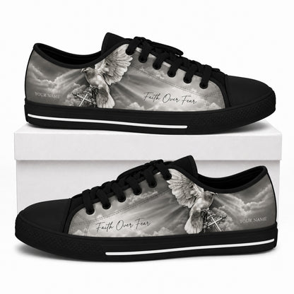 Faith Over Fear Design Printed Low Top Shoes box black    