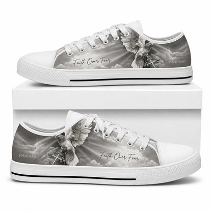 Faith Over Fear Design Printed Low Top Shoes box white    