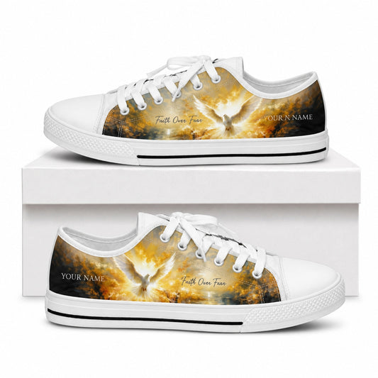 Faith Over Fear Dove Graphic Low Top Shoes box white    