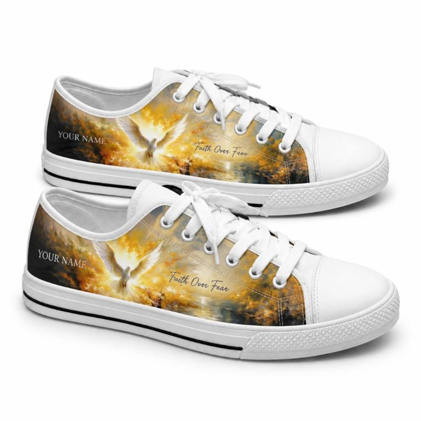 Faith Over Fear Dove Graphic Low Top Shoes        