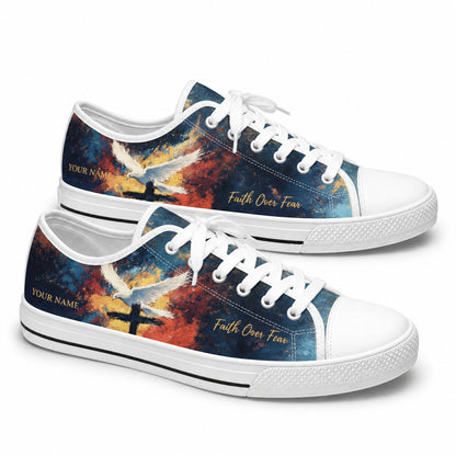 Faith Over Fear Dove Graphic Personalized Low Top Shoes      