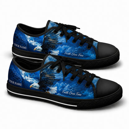 Faith Over Fear Eagle Graphic Custom Low Top Shoes black shoes  
