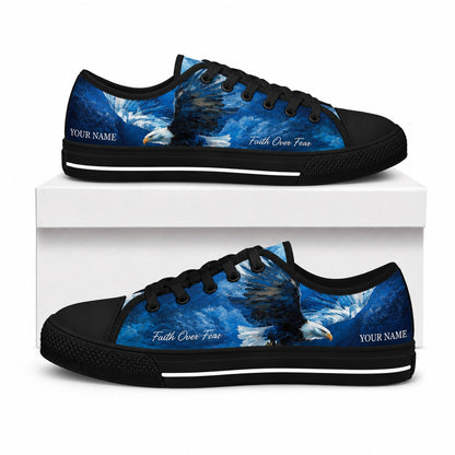 Faith Over Fear Eagle Graphic Custom Low Top Shoes box black  