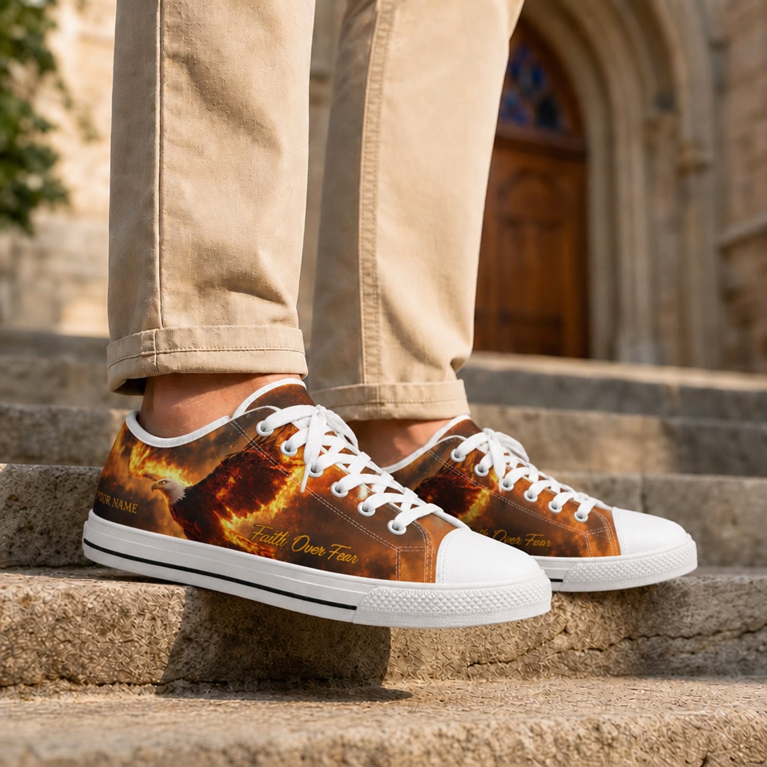 Faith Over Fear Eagle Graphic Personalized Low Top Shoes Life style  