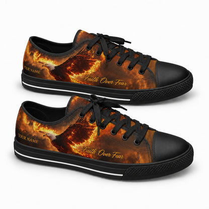Faith Over Fear Eagle Graphic Personalized Low Top Shoes black shoes  