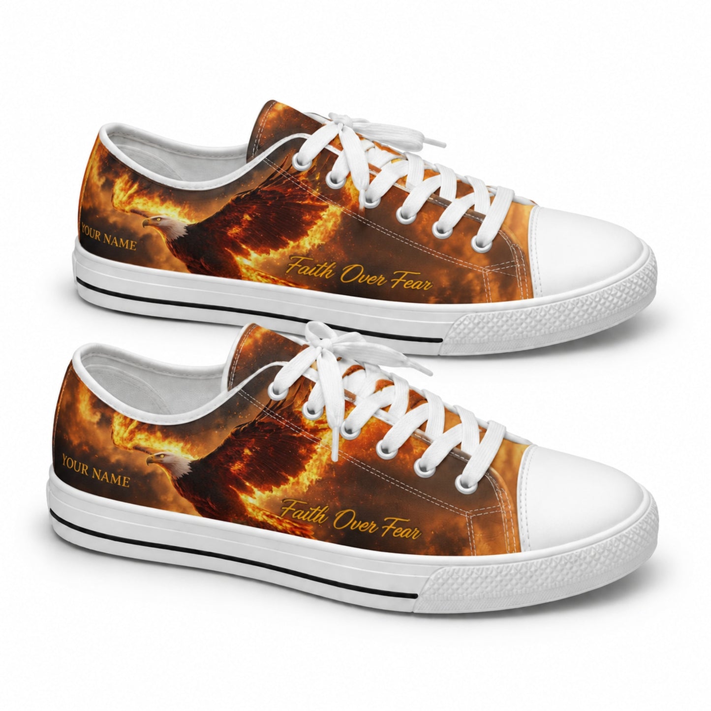 Faith Over Fear Eagle Graphic Personalized Low Top Shoes      