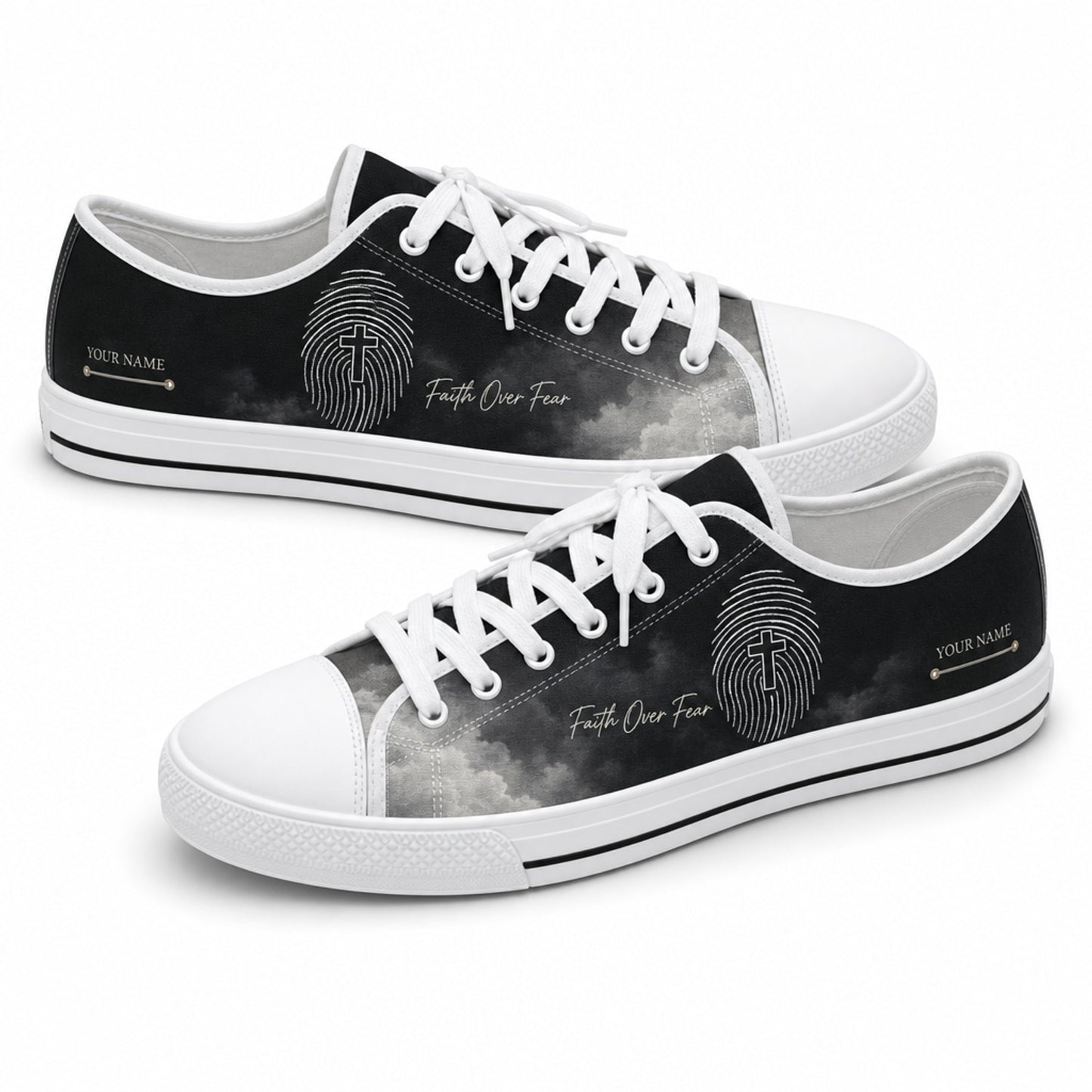 Faith Over Fear Fingerprint Modern Personalized Low Top Shoes      
