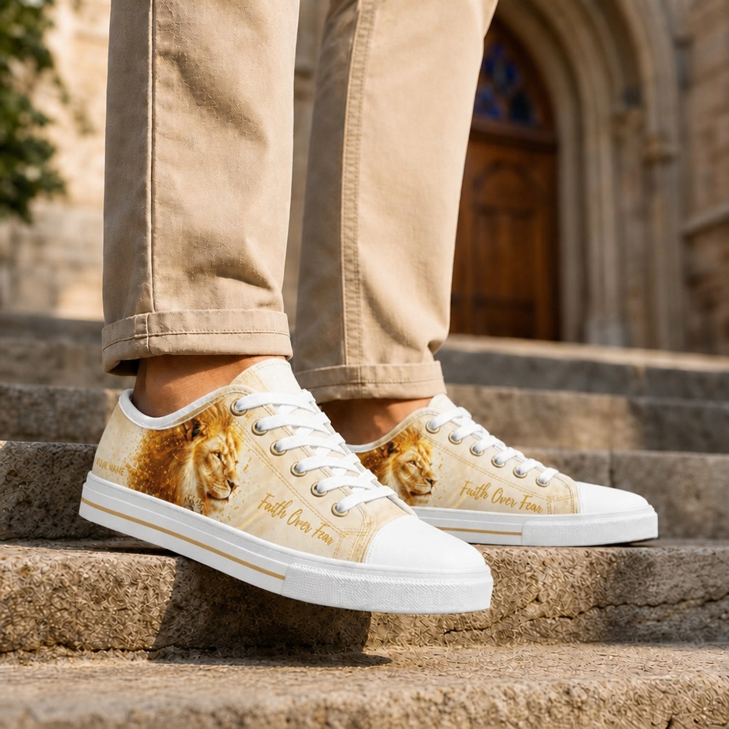 Faith Over Fear Graphic Canvas Low Top Shoes Life style      