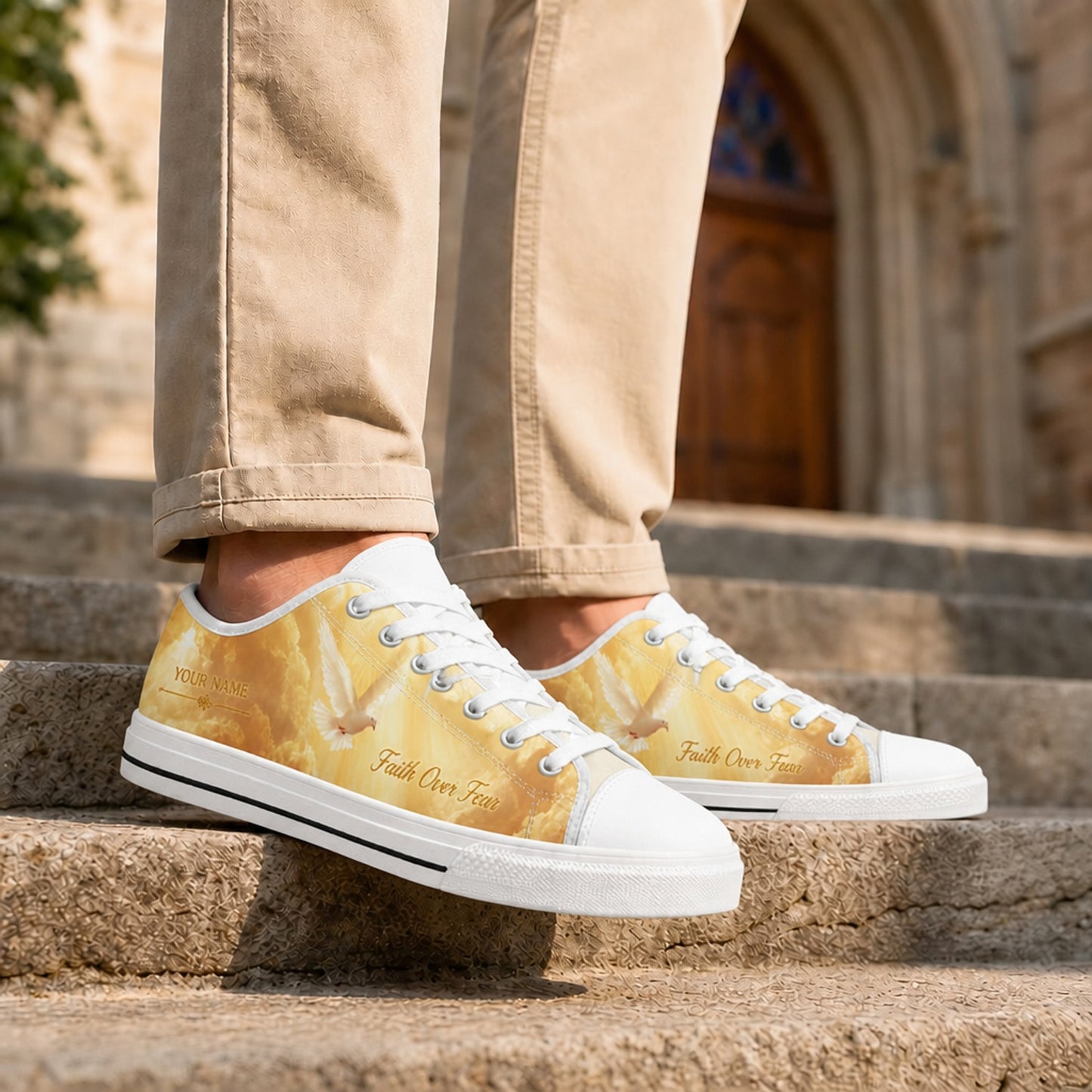 Faith Over Fear Graphic Low Top Shoes Life style      