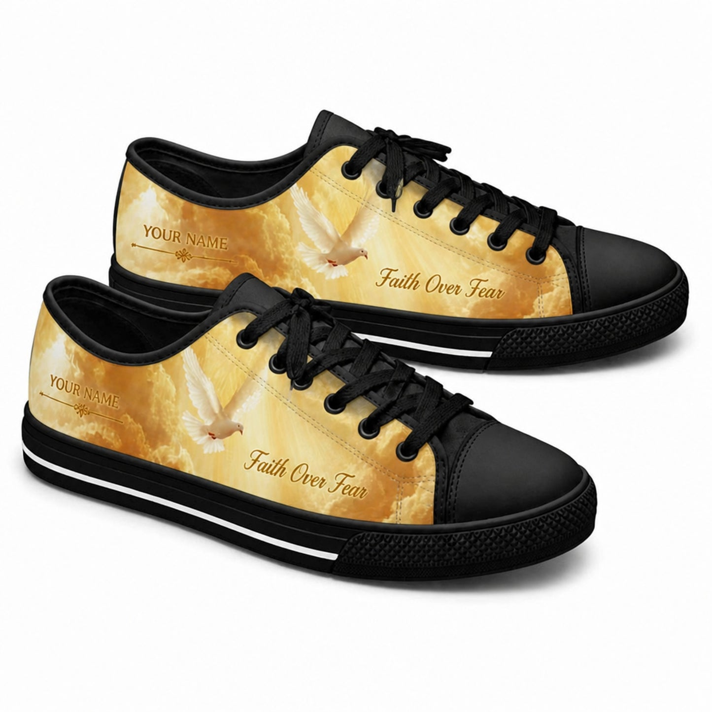 Faith Over Fear Graphic Low Top Shoes black shoes      