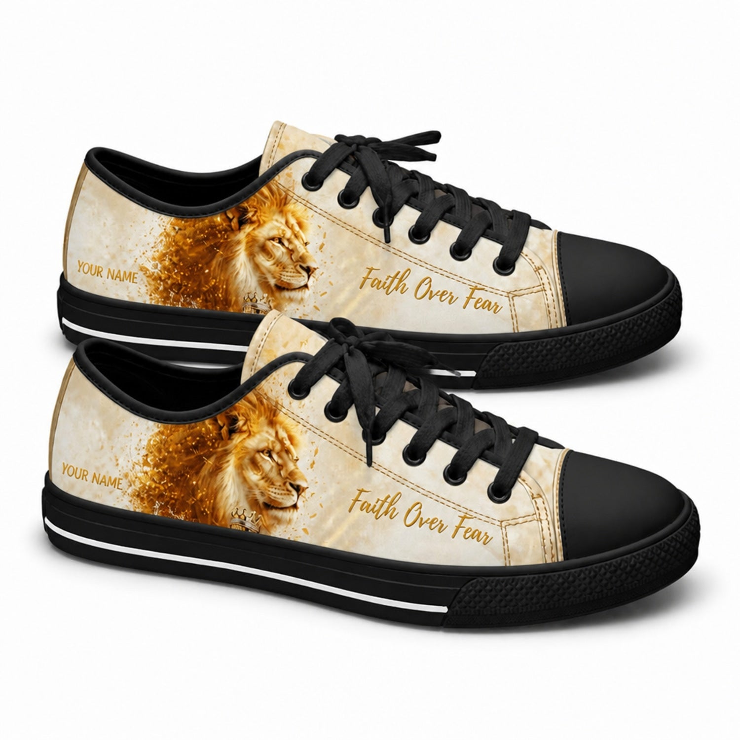 Faith Over Fear Graphic Canvas Low Top Shoes black shoes      