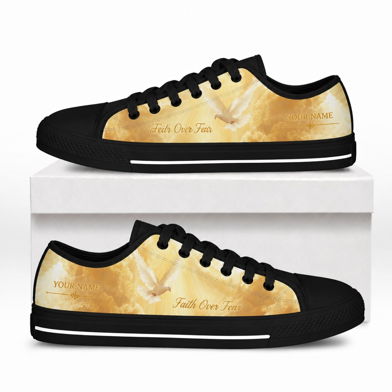 Faith Over Fear Graphic Low Top Shoes box black      