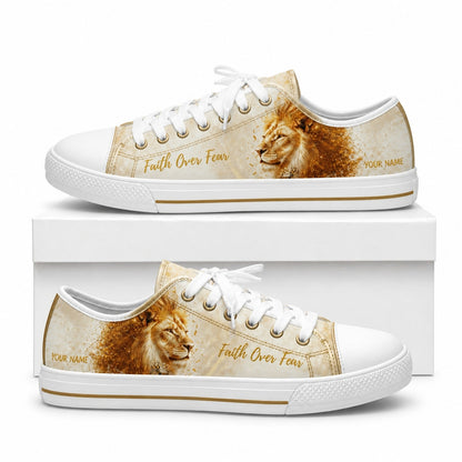 Faith Over Fear Graphic Canvas Low Top Shoes box white      
