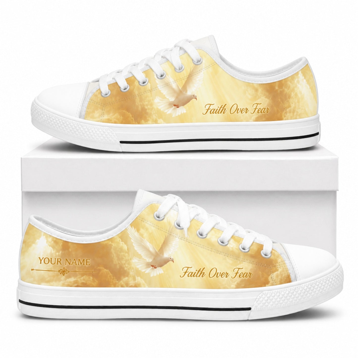Faith Over Fear Graphic Low Top Shoes box white      