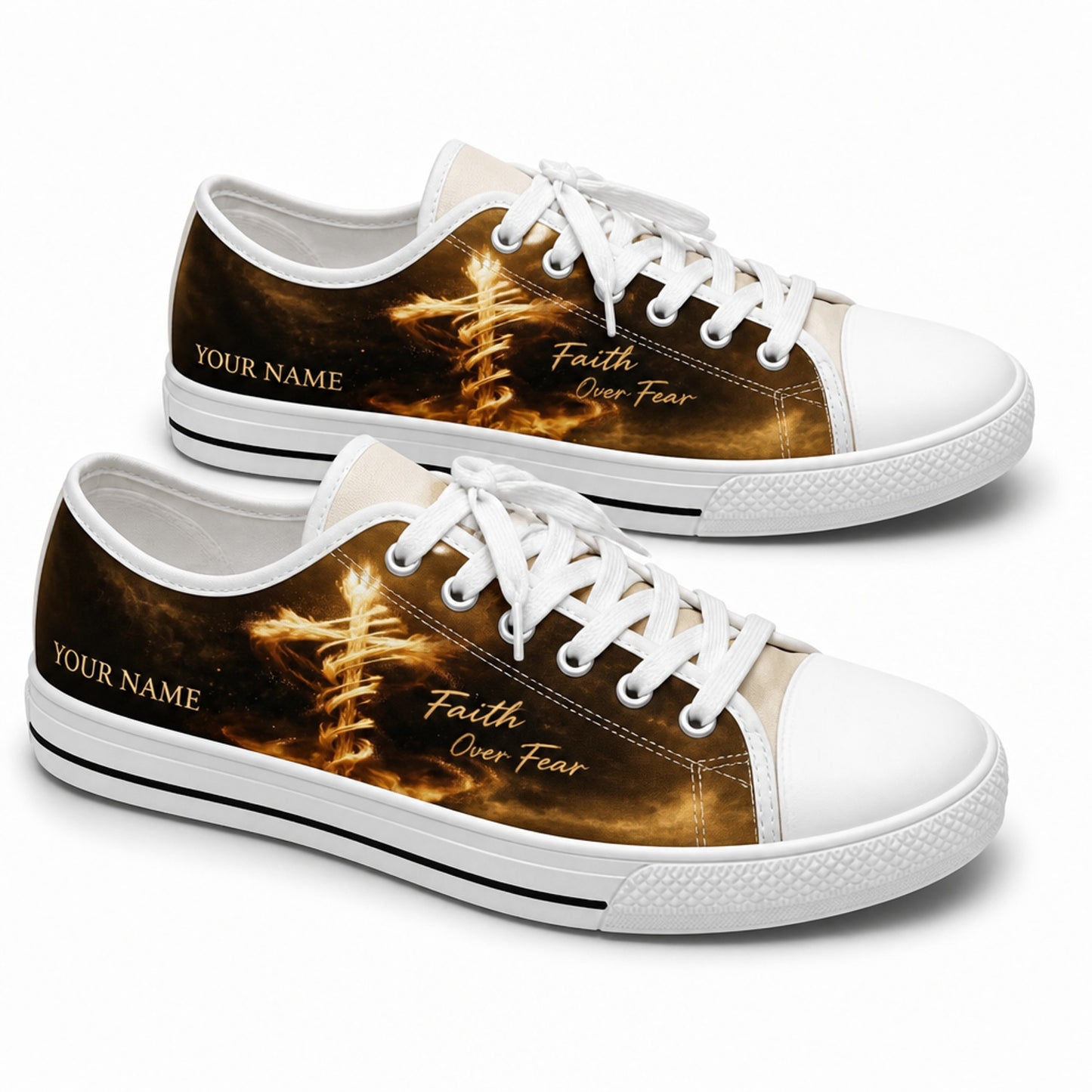 Faith Over Fear Graphic God Low Top Shoes          
