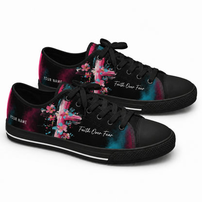 Faith Over Fear Graphic Personalized Low Top Shoes black shoes    