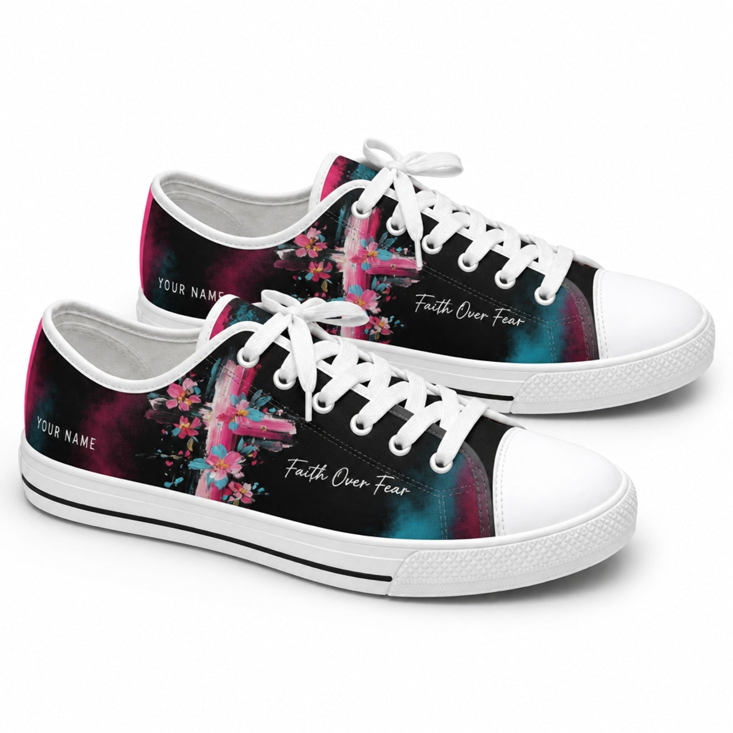 Faith Over Fear Graphic Personalized Low Top Shoes        