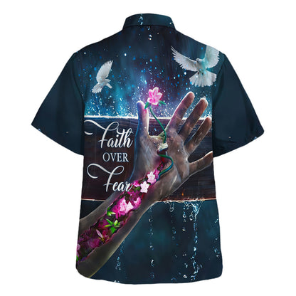 Faith Over Fear Hand Flower Dove Hawaiian Shirt For Men and Women - Christian Hawaiian shirt