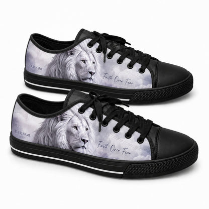 Faith Over Fear Lion Artistic Customized Low Top Shoes black shoes  