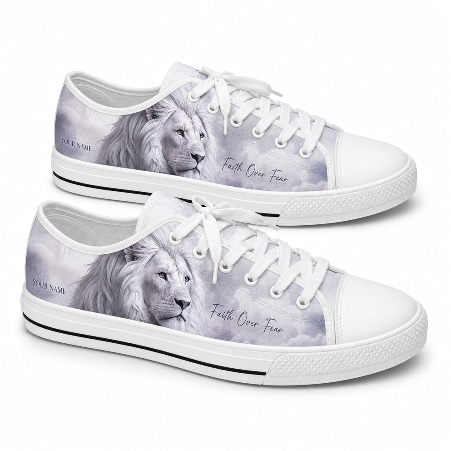 Faith Over Fear Lion Artistic Customized Low Top Shoes      