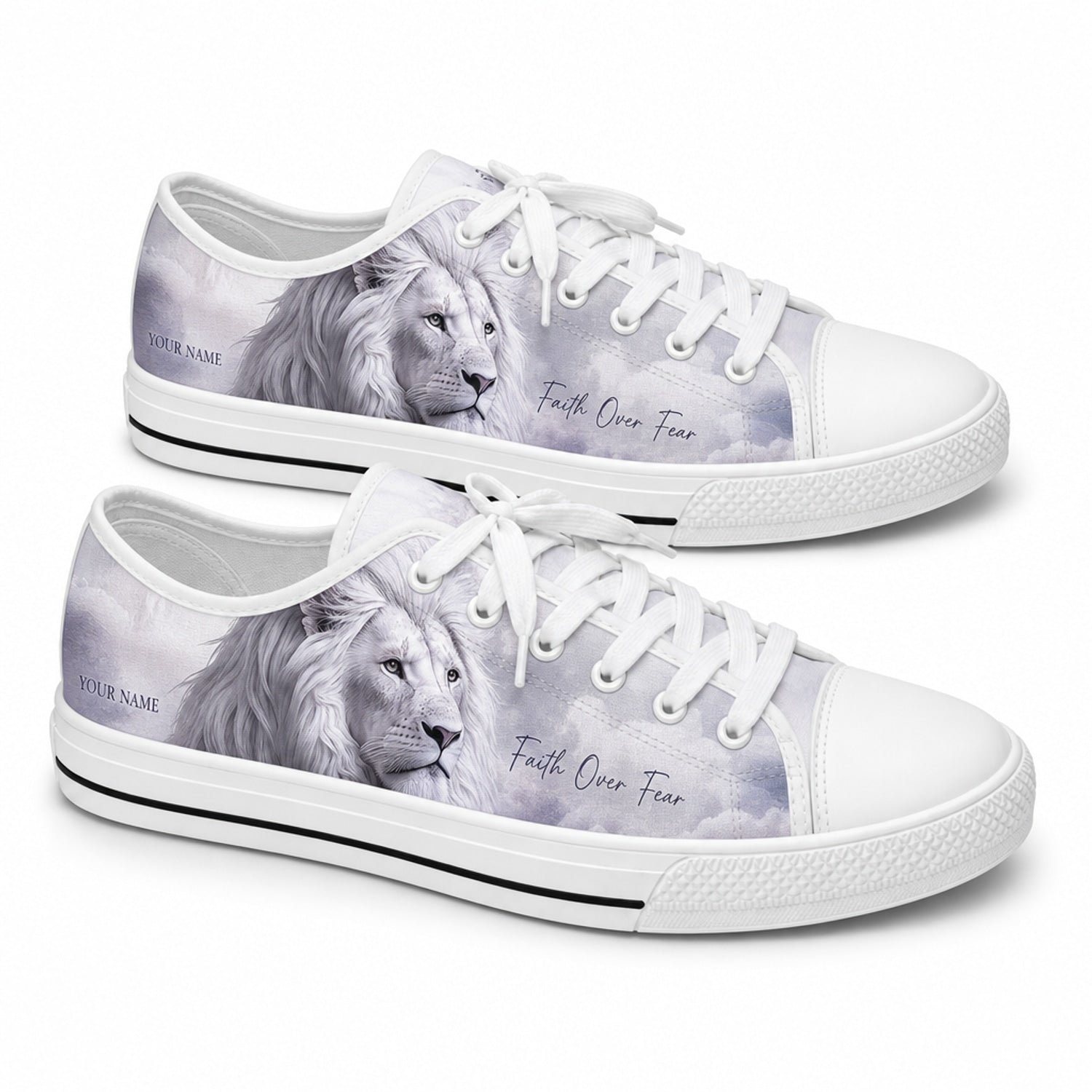 Faith Over Fear Lion Artistic Customized Low Top Shoes      