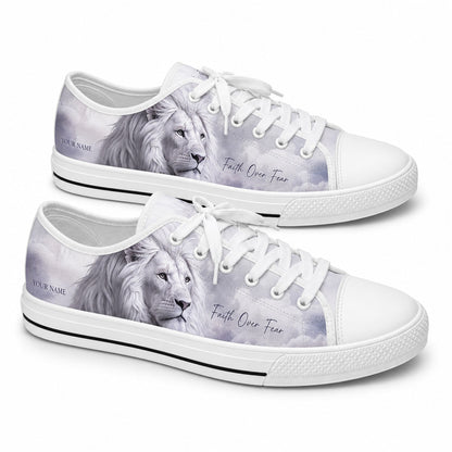 Faith Over Fear Lion Artistic Customized Low Top Shoes      