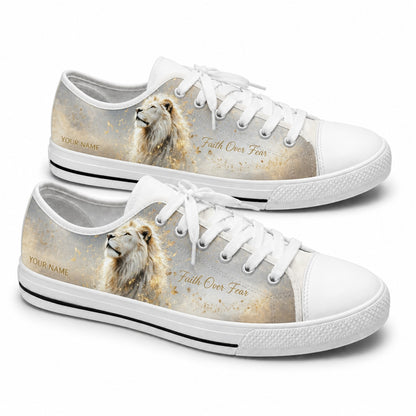 Faith Over Fear Lion Low Top Shoes        