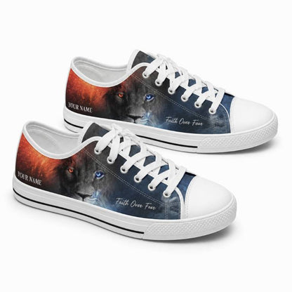 Faith Over Fear Lion Graphic Low Top Shoes        