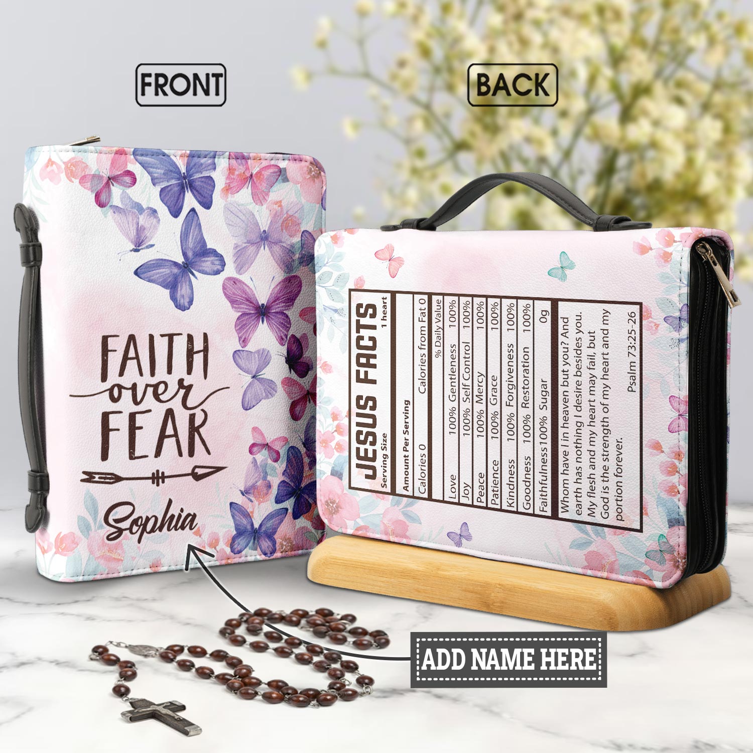 Faith Over Fear Personalized Bible Covers - Custom Bible Case Christian Pastor