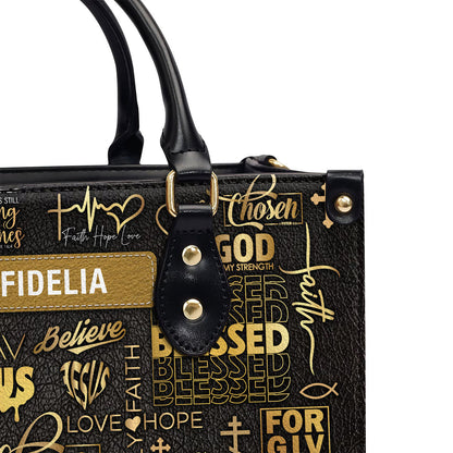 Faith Over Fear Pray Jesus Personalized Leather Handbag - Jesus Handbag