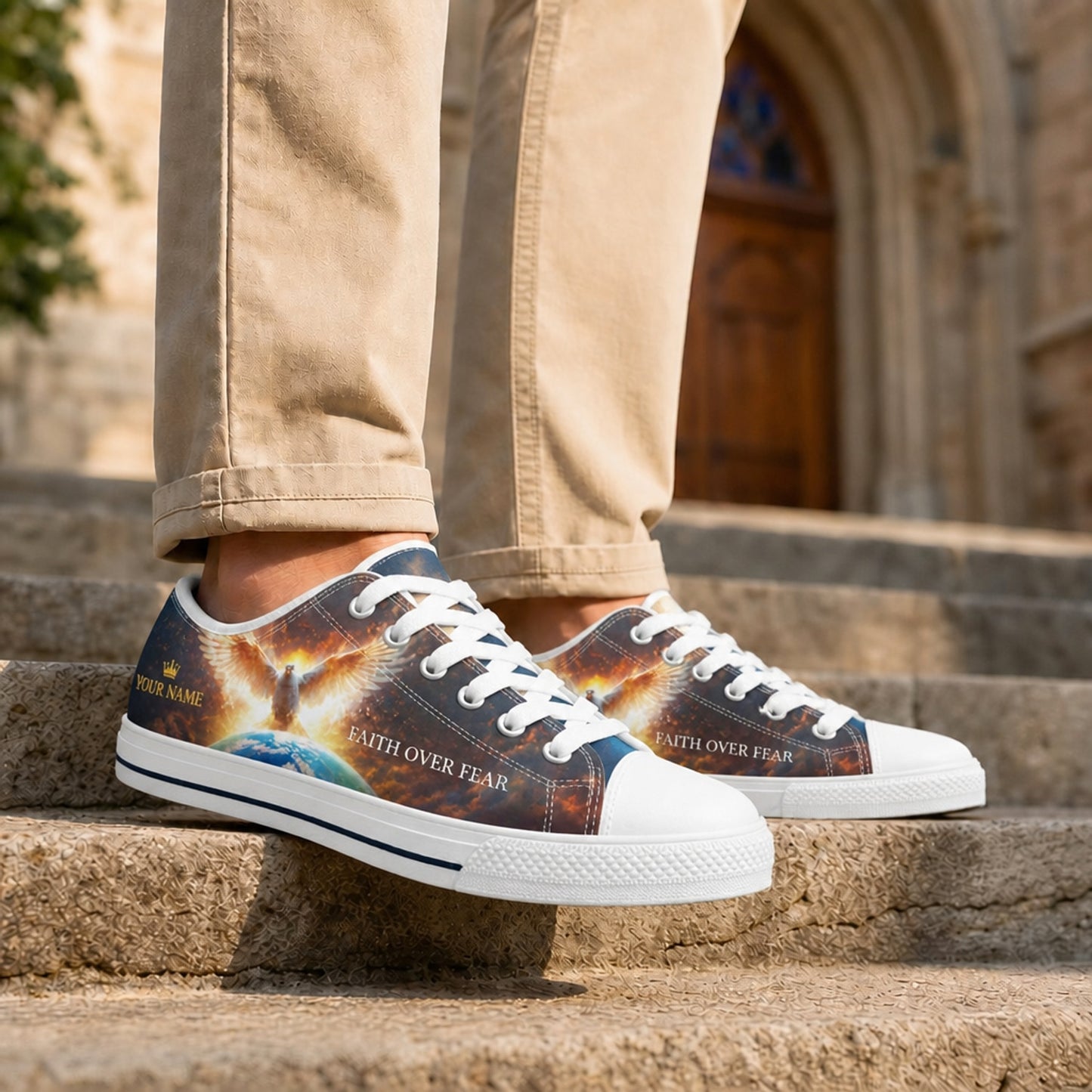 Faith Over Fear Quote Classic Low Top Shoes Life style    