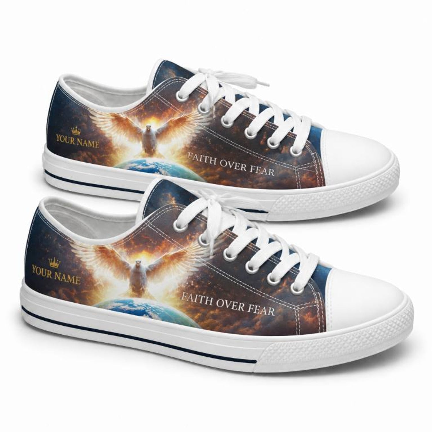 Faith Over Fear Quote Classic Low Top Shoes        