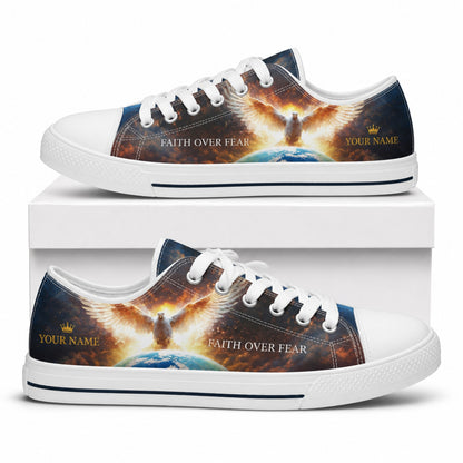 Faith Over Fear Quote Classic Low Top Shoes box white    