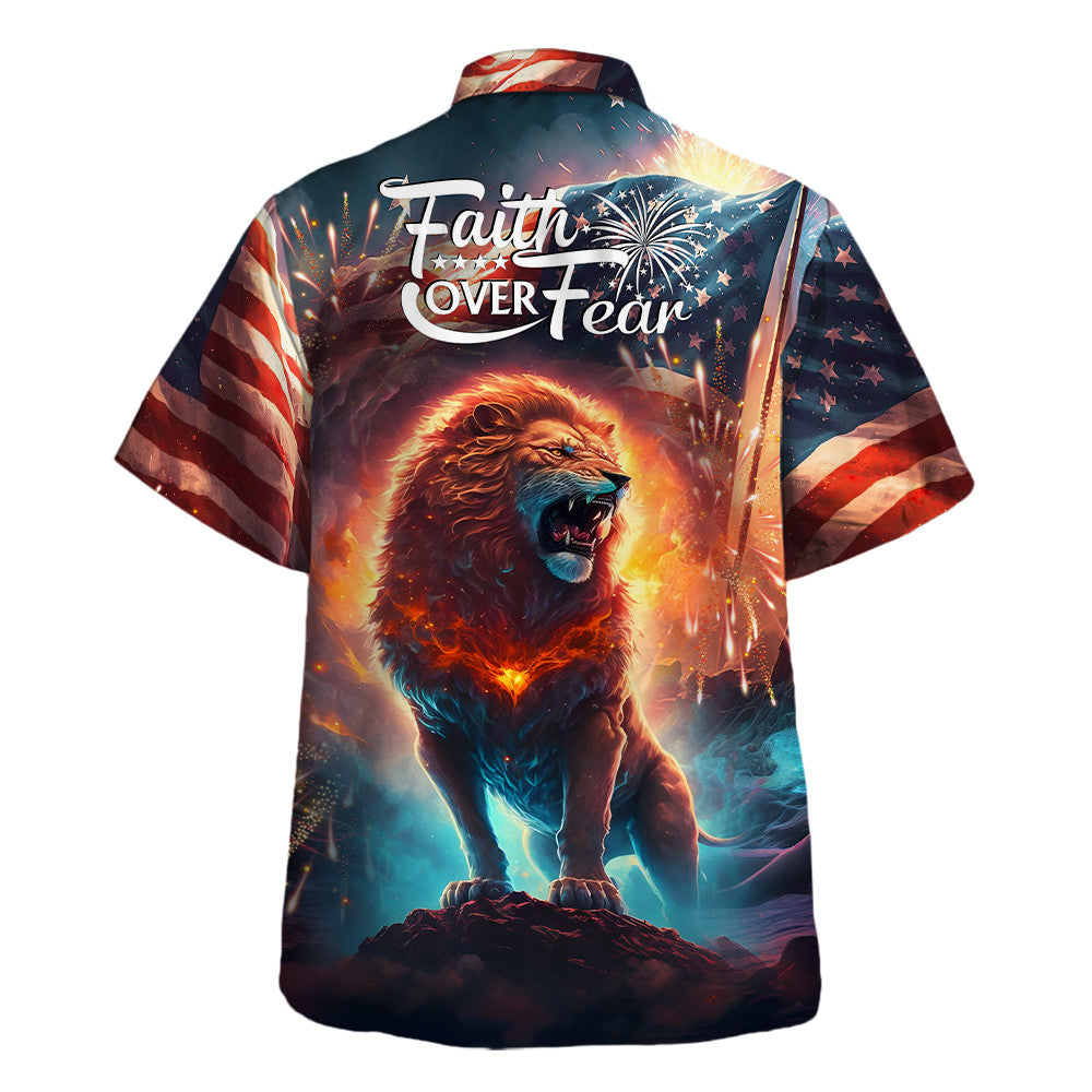 Faith Over Fear The Lion Hawaiian Shirt For Men and Women - Christian Hawaiian shirt