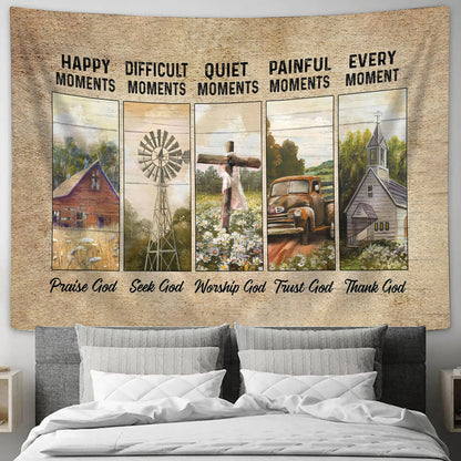 Farm Happy Moments Difficult Moments Tapestry - Christian Tapestries - Wall Tapestry Bible Verse
