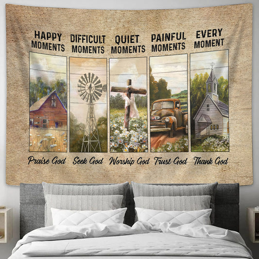 Farm Happy Moments Difficult Moments Tapestry - Christian Tapestries - Wall Tapestry Bible Verse