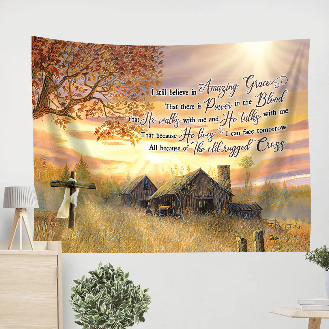 Farm I Still Believe In Amazing Grace Tapestry - Christian Tapestries - Wall Tapestry Bible Verse