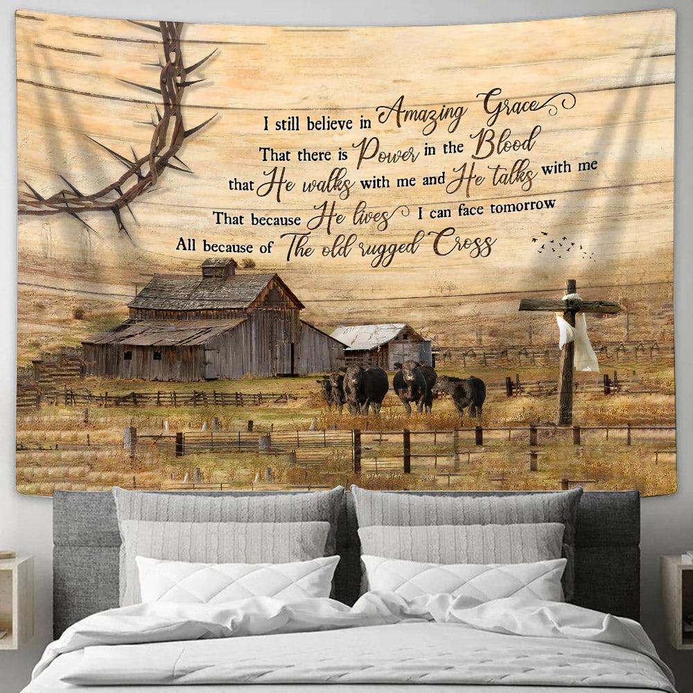 Farm I Still Believe In Amzing Grace Tapestry - Christian Tapestries - Wall Tapestry Bible Verse