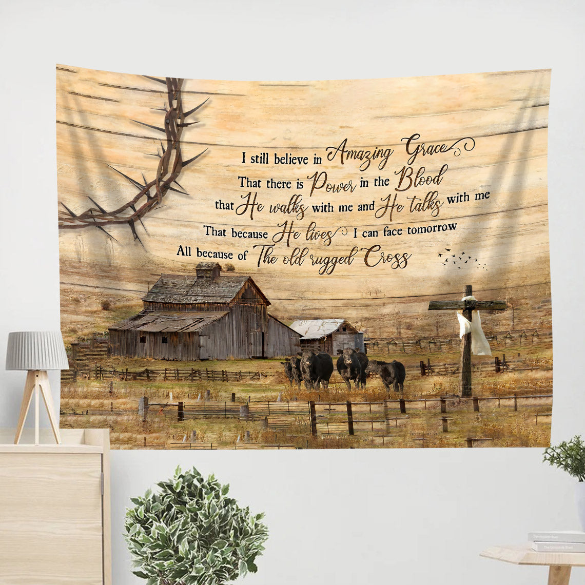 Farm I Still Believe In Amzing Grace Tapestry - Christian Tapestries - Wall Tapestry Bible Verse
