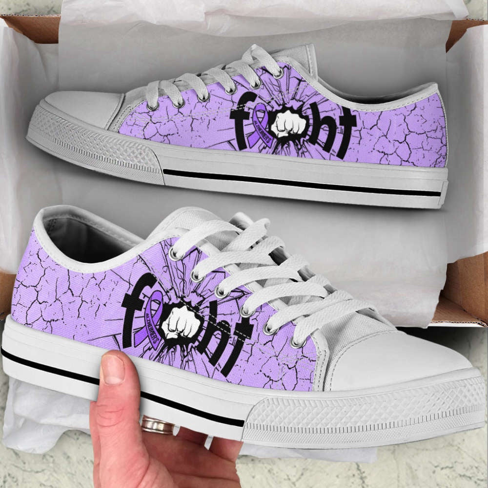 Fight Alzheimer's Shoes Low Top Shoes Canvas Shoes, Breast Cancer Awareness Shoes
