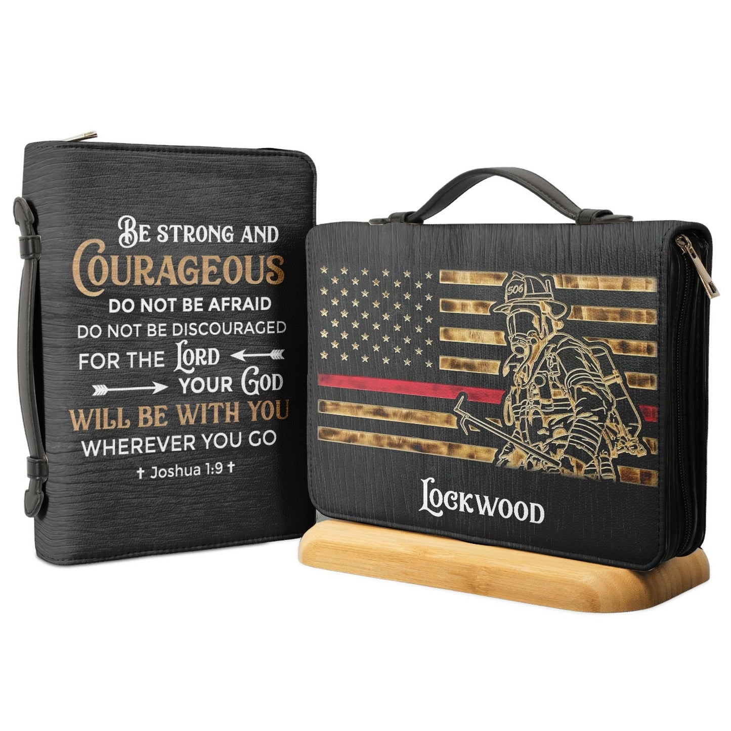 Firefighter Be Strong And Courageous Joshua 1 9 Personalized Bible Covers - Custom Bible Case Christian Pastor