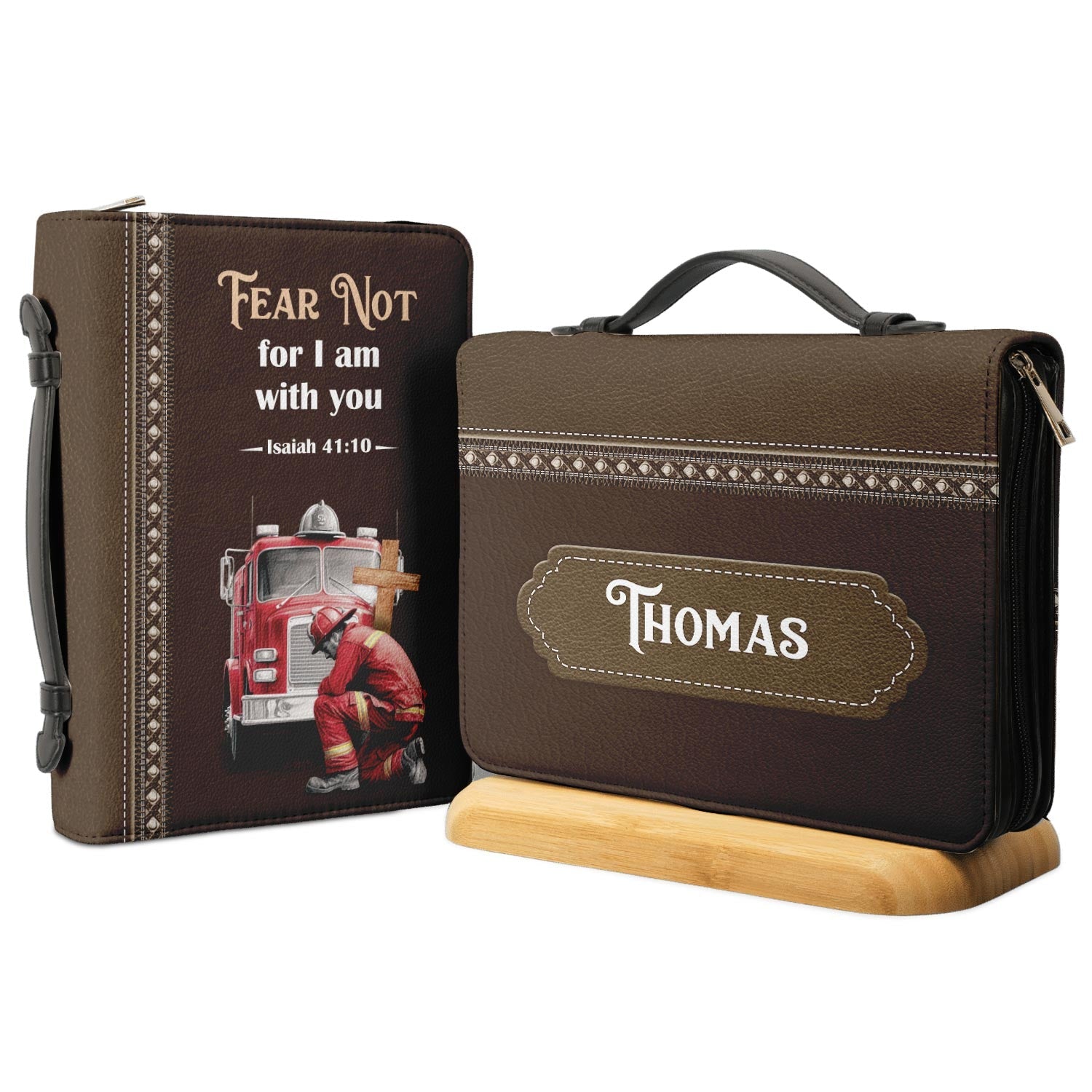 Firefighter Fear Not For I Am With You Isaiah 4110 Personalized Bible Covers - Custom Bible Case Christian Pastor